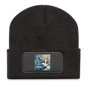 Meerjungfrau Nixe blond Art Nouveau Geschenk - Recycelte Patch Beanie - Dunkelgrau - Vorne