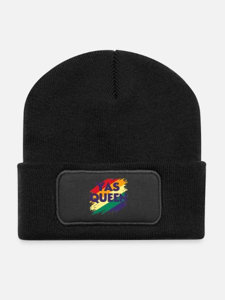 lgbtqia+ gay pride Yas Queen t-shirt - Recycled Patch Beanie - black