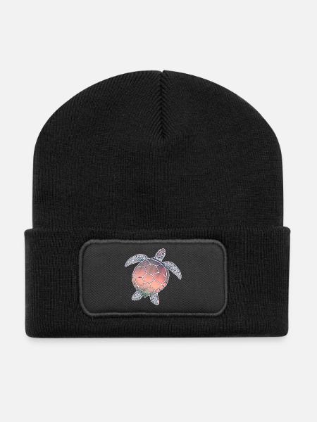 Meeresschildkröte - Recycelte Patch Beanie - Schwarz