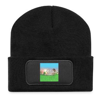 Kunst als Flucht Inspirierendes Design - Recycelte Patch Beanie - Schwarz - Vorne