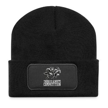 Wettbewerb Hase und Wolf Konkurrenz Geschenk - Recycelte Patch Beanie - Schwarz - Vorne
