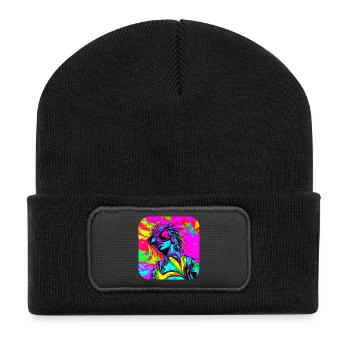 Neon Funky Pop Star Glow Party - Recycelte Patch Beanie - Schwarz - Vorne