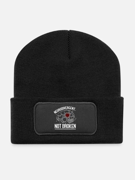 Neurodivergent Not Broken – Strong Mind Statement - Beanie recyclé à patch - noir
