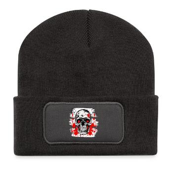 Totenschädel Tattoo Heavy Metal Rocker - Recycelte Patch Beanie - Dunkelgrau - Vorne
