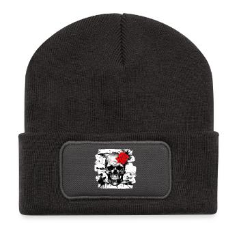 Totenschädel Tattoo Heavy Metal Rocker - Recycelte Patch Beanie - Dunkelgrau - Vorne