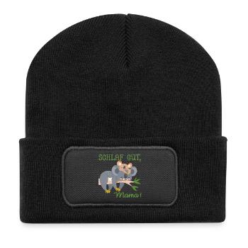 SCHLAFLOSE MAMA MUTTERTAG BABY KOALA - Recycelte Patch Beanie - Schwarz - Vorne