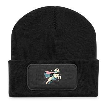 Super Hund Labrador Retriever Labi Labbi Geschenk - Recycelte Patch Beanie - Schwarz - Vorne