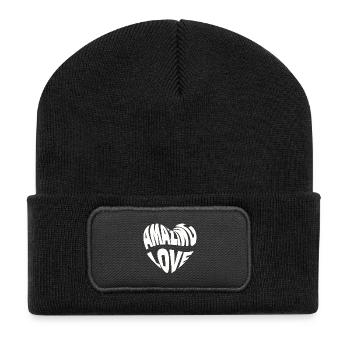 L’amour est incroyable - Beanie recyclé à patch - noir - Devant
