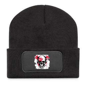 crâne éclaboussure trash polka tattoo - Beanie recyclé à patch - charbon - Devant
