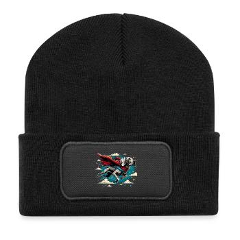 Super Hund Weimaraner Weimi Cape Umhang Geschenk - Recycelte Patch Beanie - Schwarz - Vorne