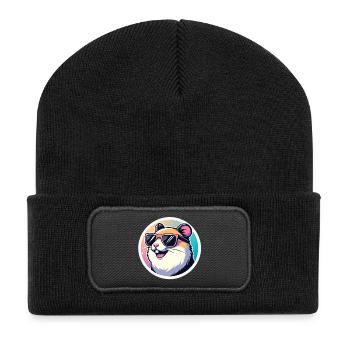 Hamster with sunglasses in pastel - Recycled Patch Beanie - black - Front