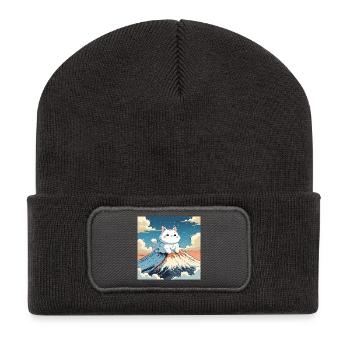 Chaton Fuji - Beanie recyclé à patch - charbon - Devant