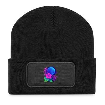 Neon Tropic Moon - Recycelte Patch Beanie - Schwarz - Vorne