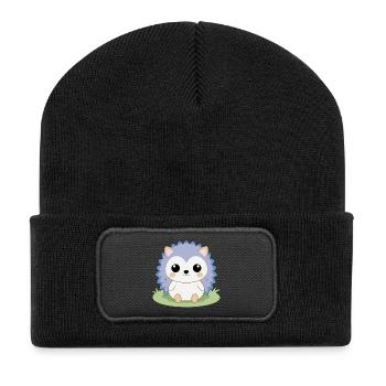 Baby hedgehog sitting in the garden - Recycled Patch Beanie - black - Front