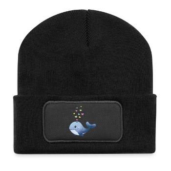Whale with heart - Recycled Patch Beanie - black - Front