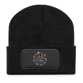 Danke das du mir beim Wachsen geholfen hast! - Recycelte Patch Beanie - Schwarz - Vorne