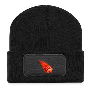 Glühender Asteroid mit Feuerschweif – Powerdesign - Recycelte Patch Beanie - Schwarz - Vorne