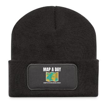 World Map GIS Cartography Earth Geography - Recycled Patch Beanie - dark grey - Front