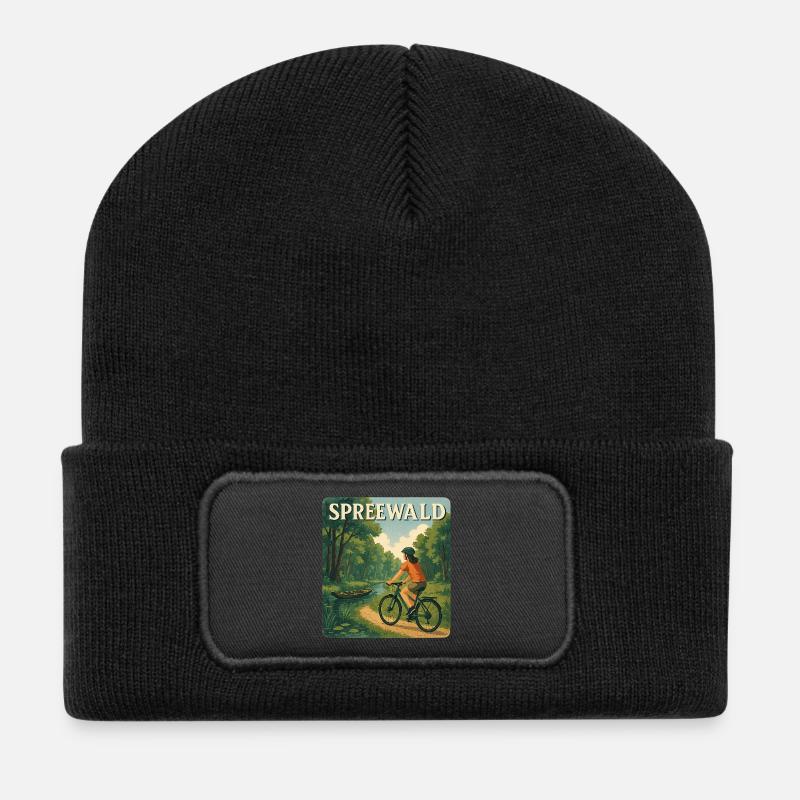 Vintage- Radfahrer - Recycelte Patch Beanie - Schwarz