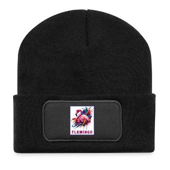 Graffiti Flamingo Explosion - Beanie recyclé à patch - noir - Devant