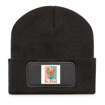 Be Kind - Colorful Smily Flower with Positive Message - Recycled Patch Beanie - dark grey - Front