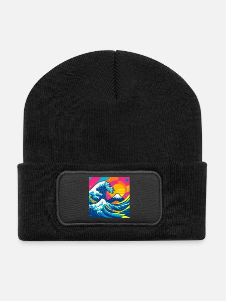 Die (fast) weise Welle - Recycelte Patch Beanie - Schwarz
