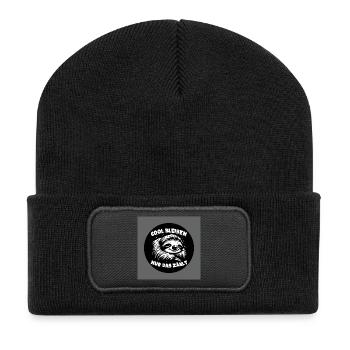 Faultier - immer cool bleiben - immer mit der Ruhe - Recycelte Patch Beanie - Schwarz - Vorne
