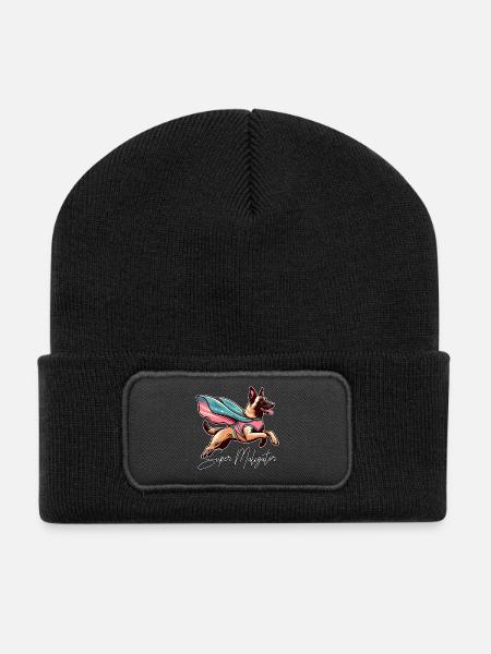 Super Mali Belgischer Schäferhund Cape Geschenk - Recycelte Patch Beanie - Schwarz
