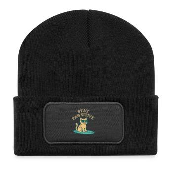 Stay Pawsitive – Cool Cat Vibes - Recycled Patch Beanie - black - Front