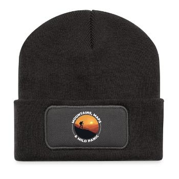 Hiking Mountain Sunset Adventure Outdoor Explore - Recycled Patch Beanie - dark grey - Front