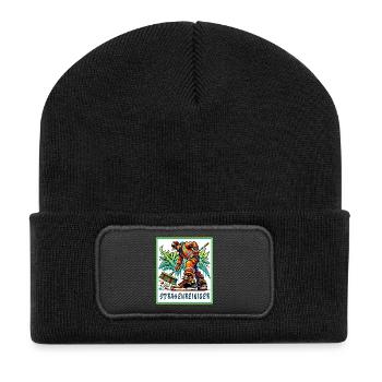 Nettoyeur de rues dans le style graffiti - Beanie recyclé à patch - noir - Devant