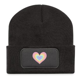 Regenbogen Herz Pastellfarben Pride Monat LGBTQ+ - Recycelte Patch Beanie - Dunkelgrau - Vorne