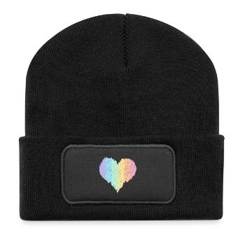 Rainbow Heart Pastel Colors Pride Month LGBTQ+ - Recycled Patch Beanie - black - Front