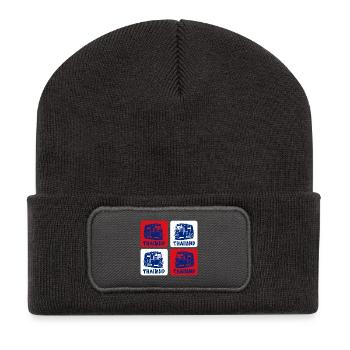 Thailand Tuk Tuk Design - Recycelte Patch Beanie - Dunkelgrau - Vorne