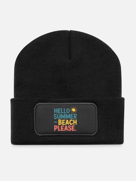 Hello Summer – Beach Please! - Recycled Patch Beanie - black