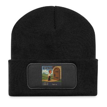 Talk to Door - Pixel Art Gaming - Recycled Patch Beanie - black - Front