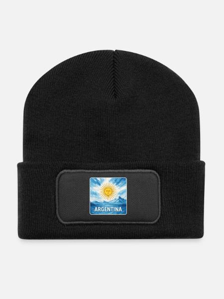 Argentinien Nationalfarben Design - Recycelte Patch Beanie - Schwarz