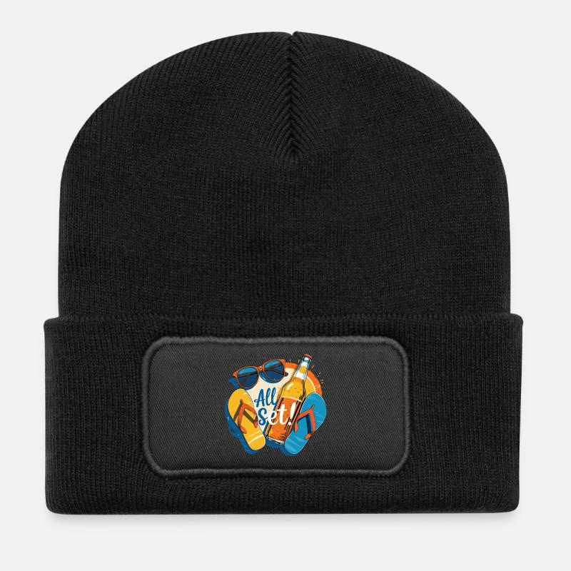 Sommer - Recycelte Patch Beanie - Schwarz