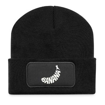 Bananenfrucht Wortkunst - Recycelte Patch Beanie - Schwarz - Vorne