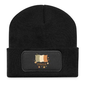 Boho Italia Flagge – Vintage Italien Design - Recycelte Patch Beanie - Schwarz - Vorne