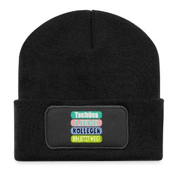 LETZTER ARBEITSTAG - ABSCHIED KOLLEGEN - Recycelte Patch Beanie - Schwarz - Vorne