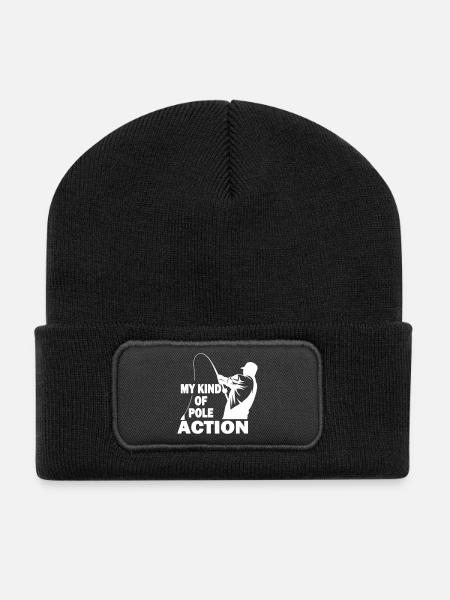 My Kind of Pole Action - Fun fishing design - Recycled Patch Beanie - black