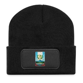Guatemala Vulkan & Nationalwappen - Recycelte Patch Beanie - Schwarz - Vorne