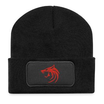 Loup démoniaque rouge - Beanie recyclé à patch - noir - Devant