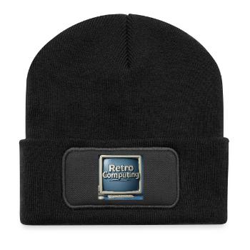 Retro Computer Graphics on Blue Background - Recycled Patch Beanie - black - Front