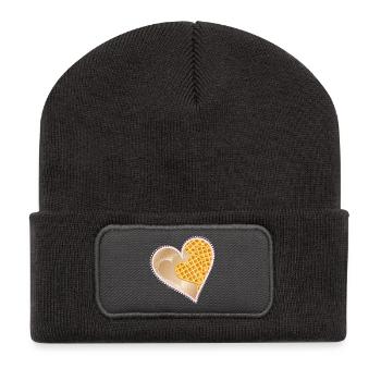Heart waffles with powdered sugar and lace rim - Recycled Patch Beanie - dark grey - Front
