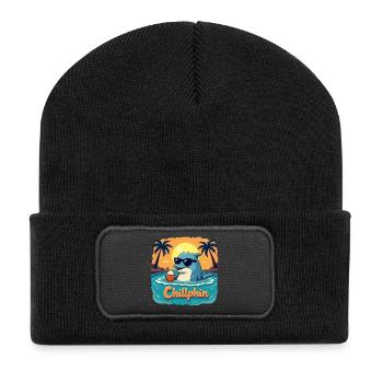 Chillphin – Détendez-vous comme un dauphin - Beanie recyclé à patch - noir - Devant