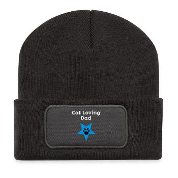 Cat loving Dad - Recycelte Patch Beanie - Dunkelgrau - Vorne