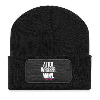 OLD WHITE MAN Design - Recycled Patch Beanie - black - Front