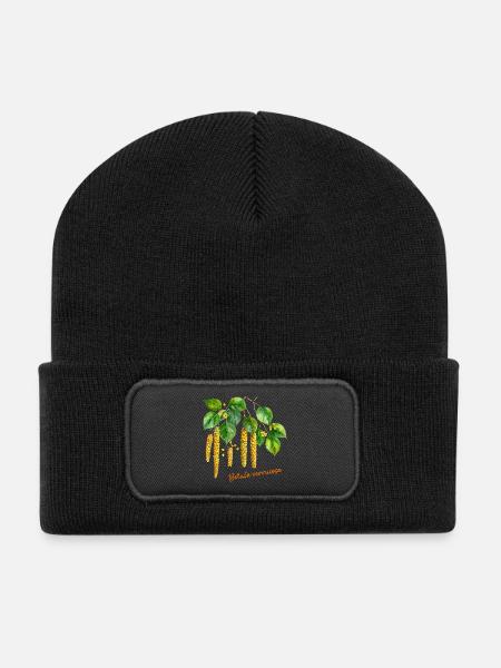 Betula verrucosa – watercolor illustration - Recycled Patch Beanie - black